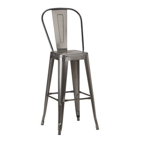 French Bistro High Chair Gun Metal Grey 1