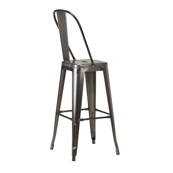 French Bistro High Chair Gun Metal Grey 3