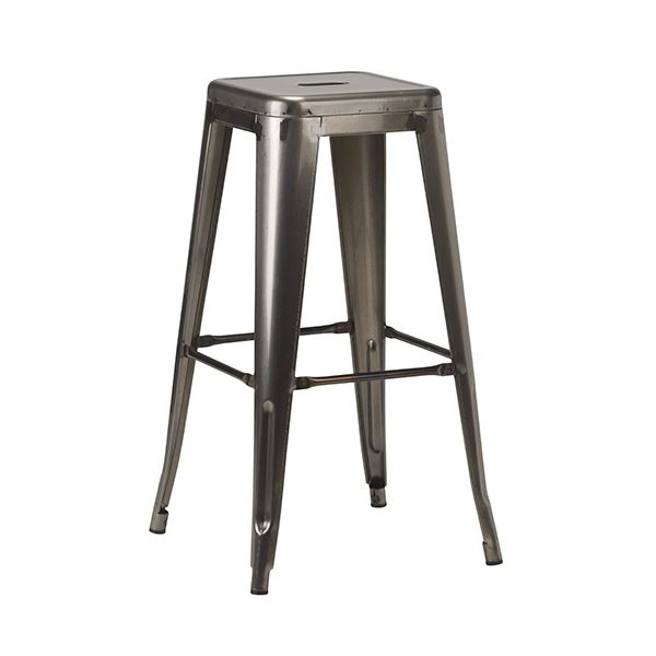 French Bistro High Stool Gun Metal Grey 1