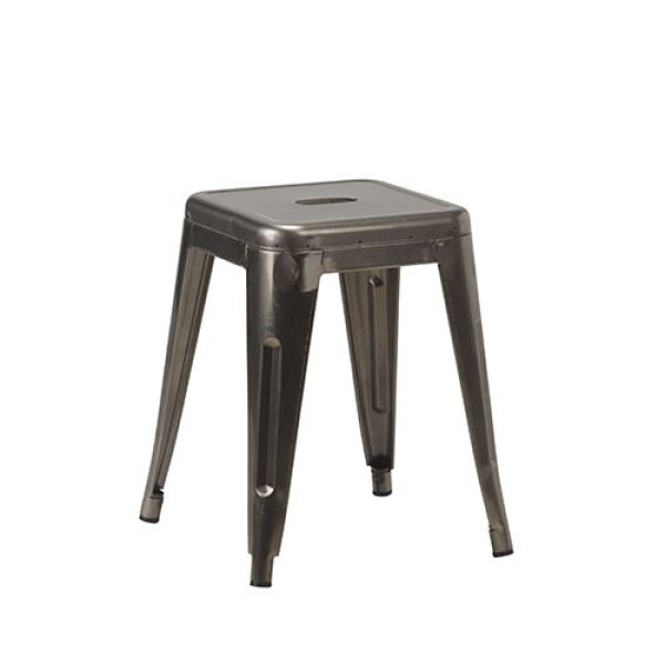 French Bistro Low Stool Gun Metal Grey 1