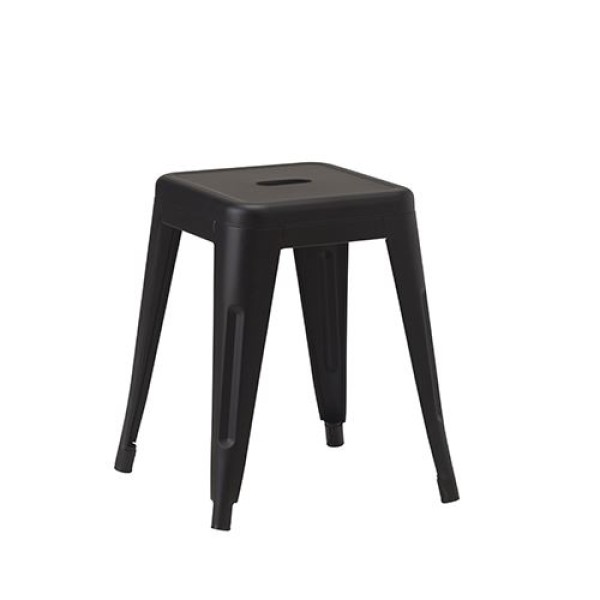 French Bistro Low Stool Matt Black 1