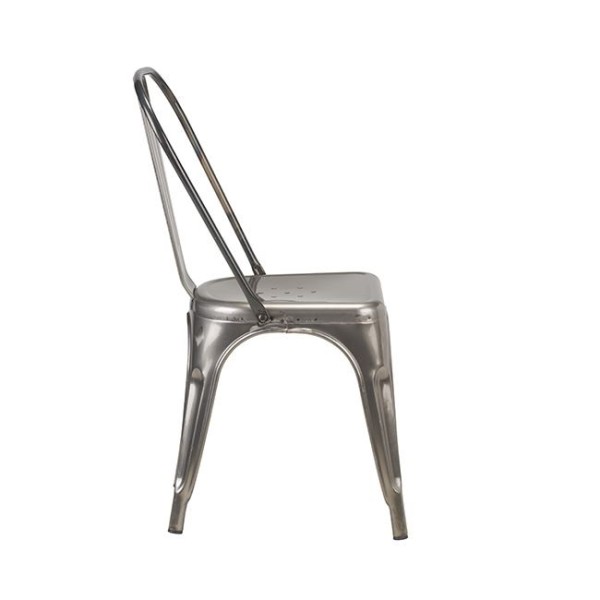 French Bistro Side Chair Gun Metal Grey 2