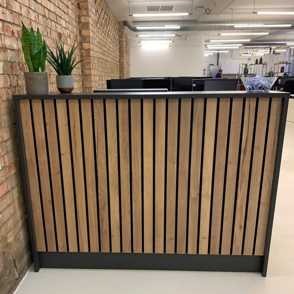 Slatted Reception Black and Halifax Oak