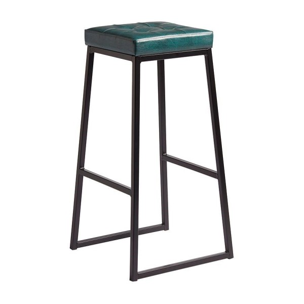 Style Bar Stool Matt Black Frame Vintage Teal Seat Pad ZA.6688ST